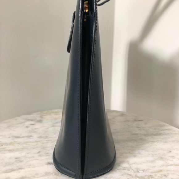 SALE Bally Vintage Structured Shoulder Bag Blue Leather Made in Italy sn1625-98 - Picture 5 of 16